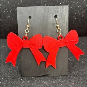 Large Red Bow Earrings